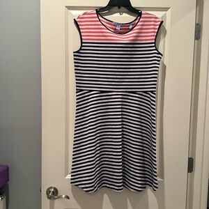 Draper James Striped Ponte Cap Sleeve A-Line Dress Size LARGE
